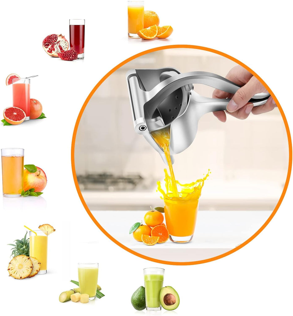 Manual Stainless Steel Fruit Juicer - Lemon and Orange Juicer with Removable Filter